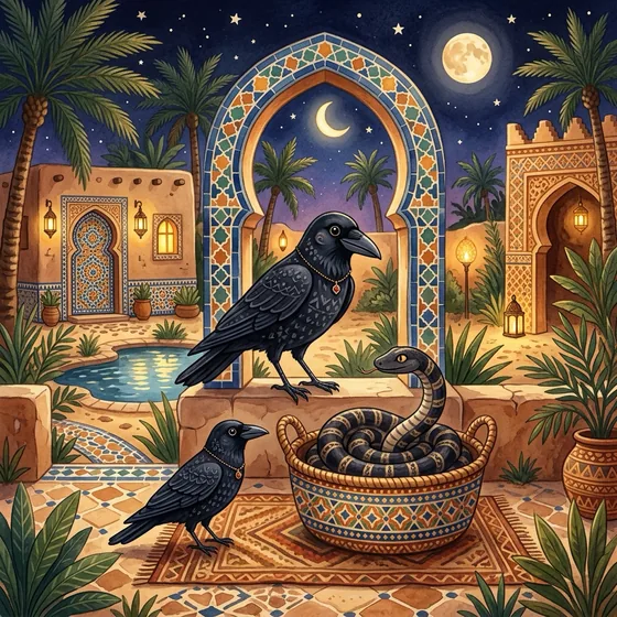 Illustration of The Crow and the Snake