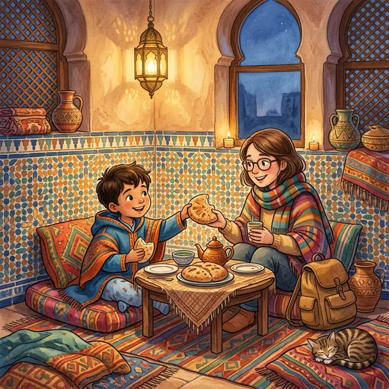 Illustration of Sharing Bread with the Guest