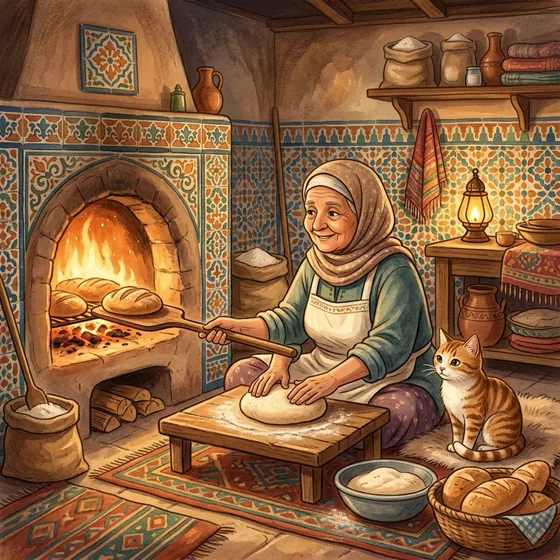Illustration of The Little Cat and the Baker